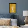 Lijnillustratie - Ananas - Bladkroon - Okergeel fotolijst zwart zonder passe partout klein -sfeer3