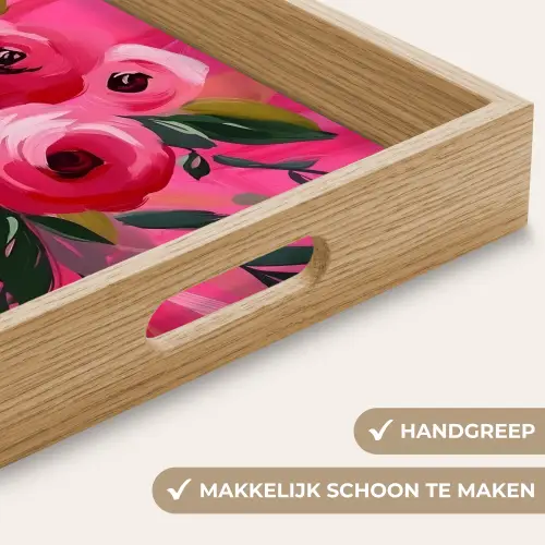Bloemen - Verf - Roze Dienblad Rechthoek middel -USP_HandgreepNL