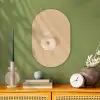 Perzik - Lijntekening - Pit - Beige Wandcirkel Ovaal Forex klein -sfeer2