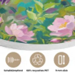 Kolibrie - Bloemen - Natuur - Kleurrijk Akoestische PET Vilt - Rond klein -closeup_DE