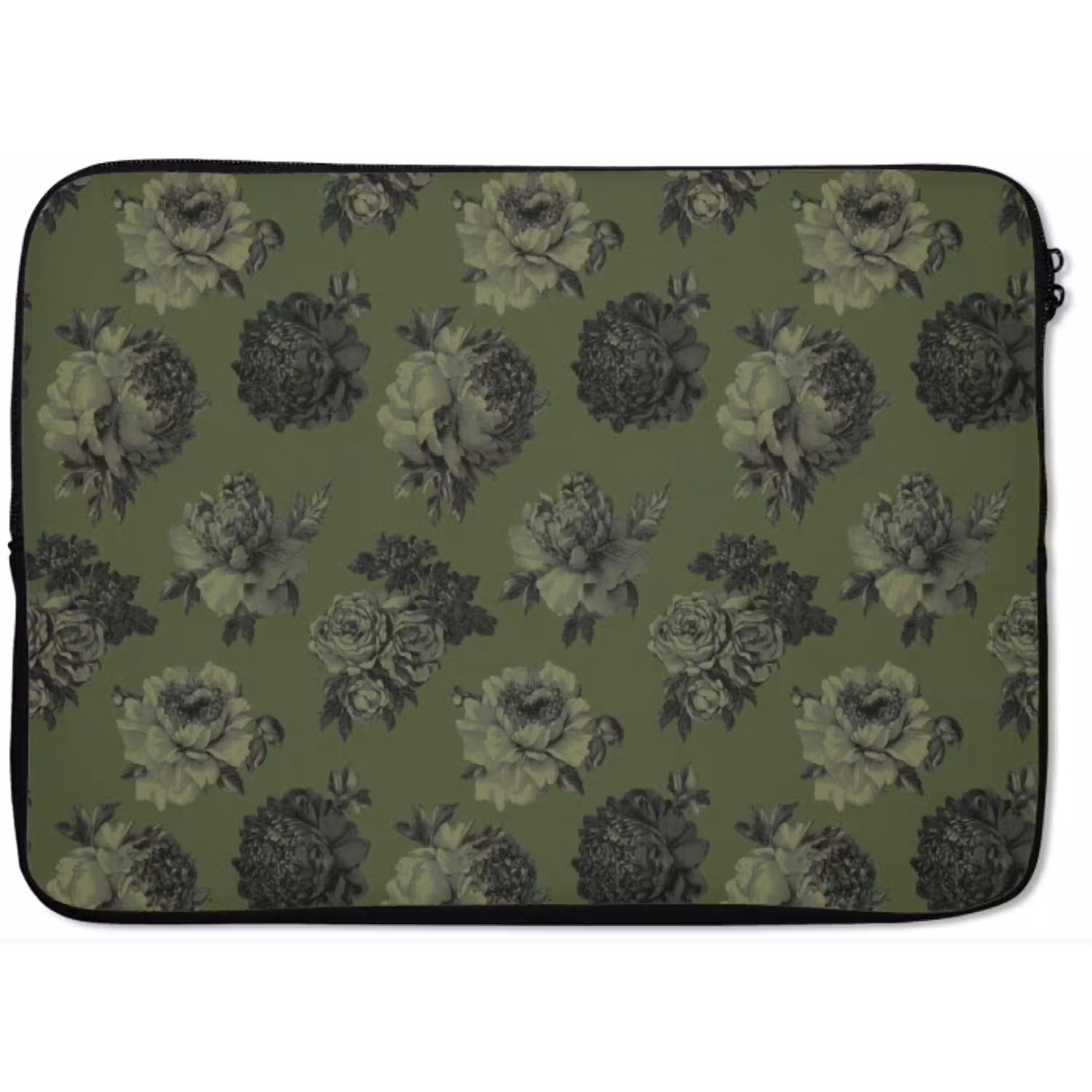 Klassiek - botanisch - olijfgroen - bloemen laptophoes neopreen klein 279 -zkaufland3dotto