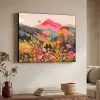 Zonsondergang - Bergvallei - Contrast Textielframe zwart klein -sfeer3