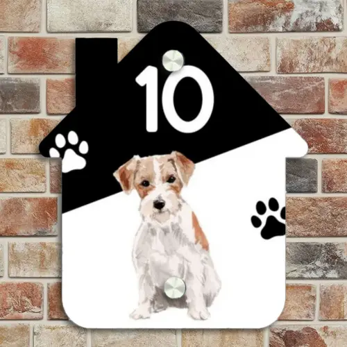 Zwart wit - Huisdier - Jack Russel Naambord Huisje klein -sfeer6