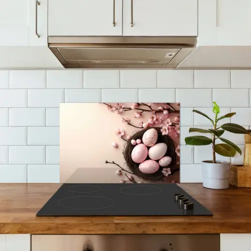 Roze - Bloesems - Eieren keuken achterwand spatscherm klein -sfeer2