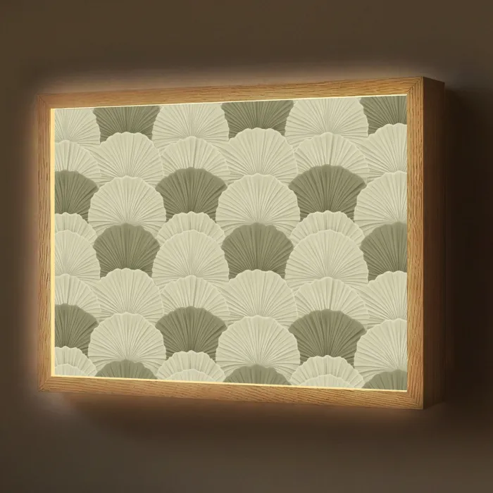 Bladeren - Structuur - Groen Light Box met batterij (Wandlamp) middel 907 -z3d_website