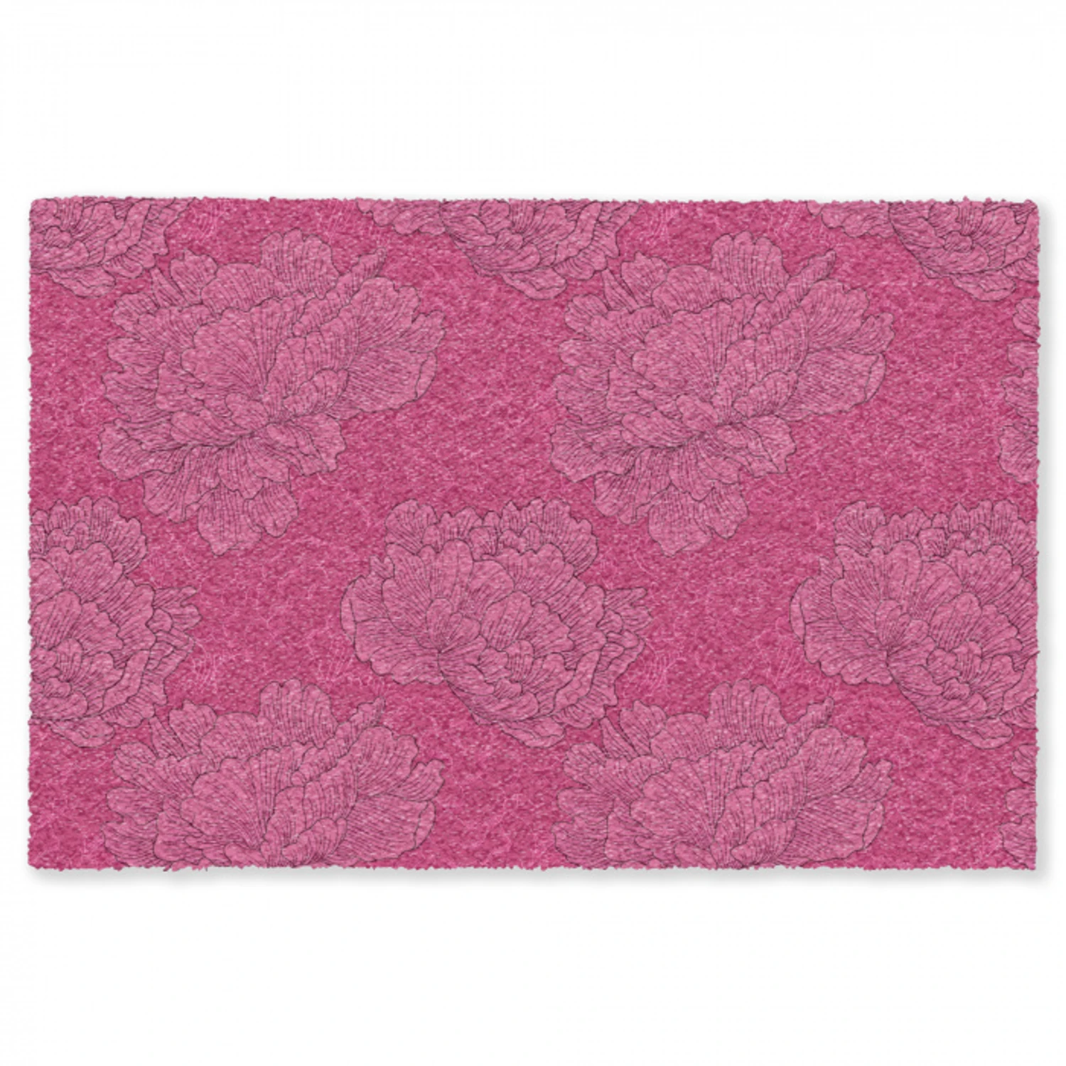 Pioenrozen - Energiek - Roze Vloerkleed Rechthoek klein 1091 -3d