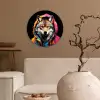 Graffiti - Wolf - Jas - Zwart Wandcirkel kunststof plaat 5mm dik klein -sfeer1