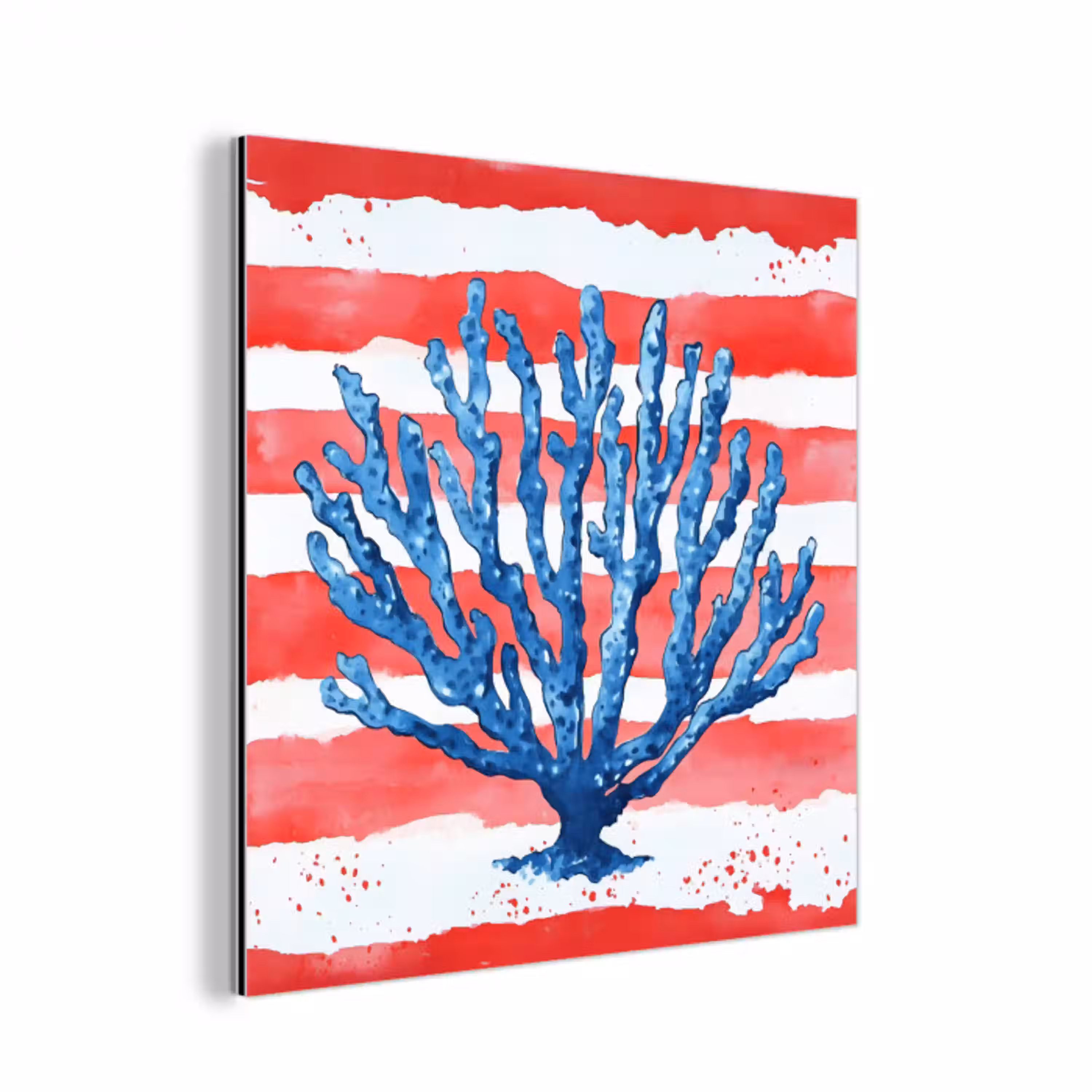 Koraal - Verfstructuur - Rood - Blauw aluminium wit klein -3d