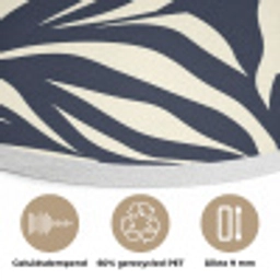 Bladvormen - Blauw - Patroon - Wit Akoestische PET Vilt - Rond klein 838 -closeup_NL