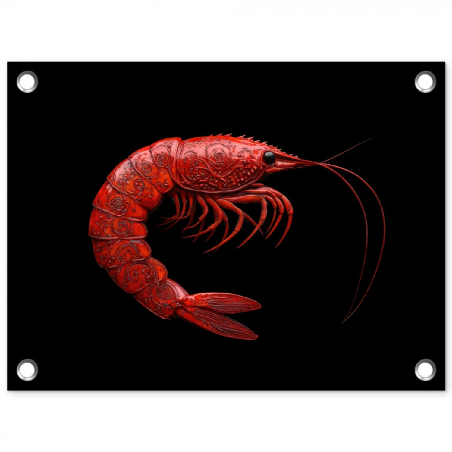 Garnaal - Rood - Dieren tuinposter los doek klein -3d