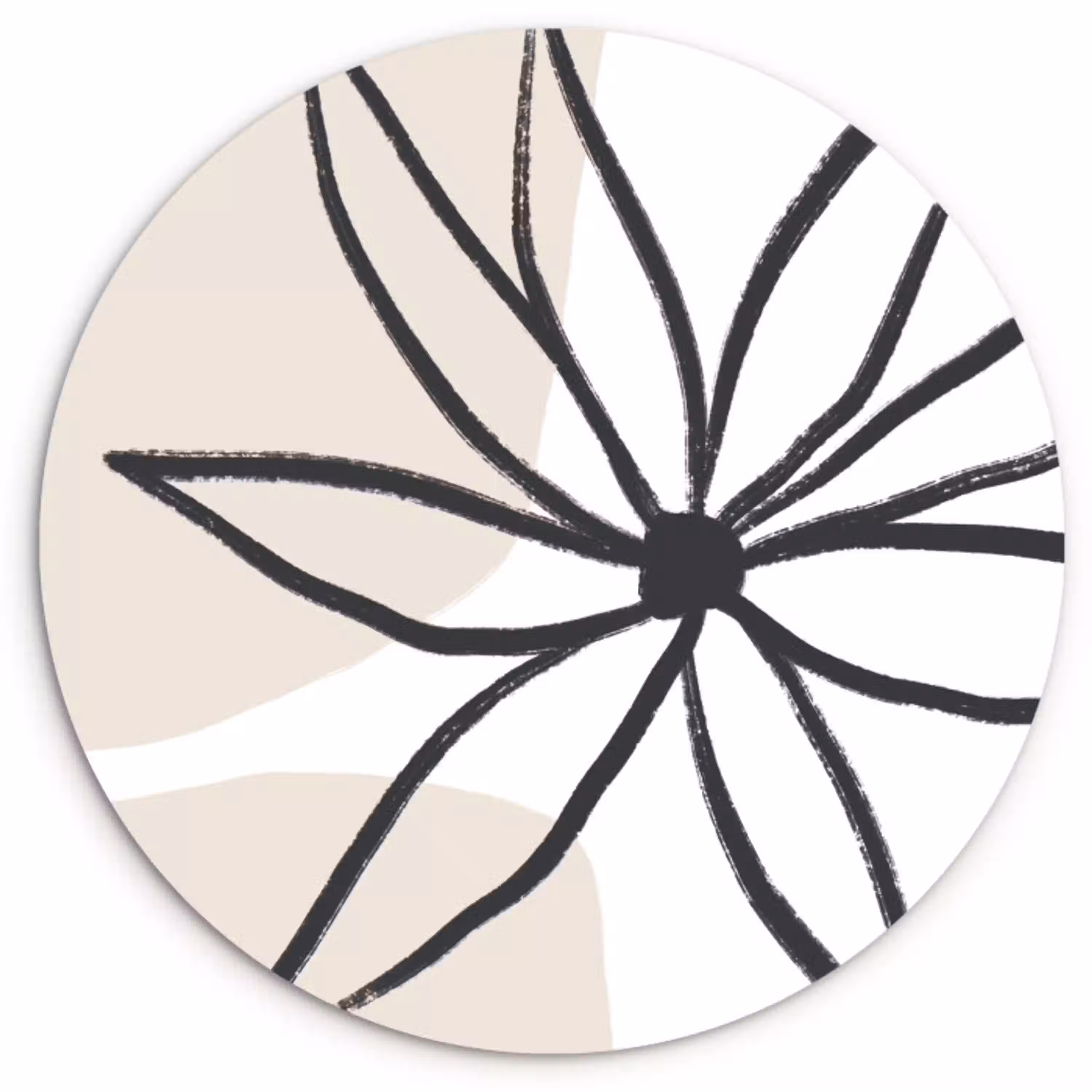 Bloemen - Minimalisme - Pastel Wandcirkel kunststof plaat 5mm dik klein -3d