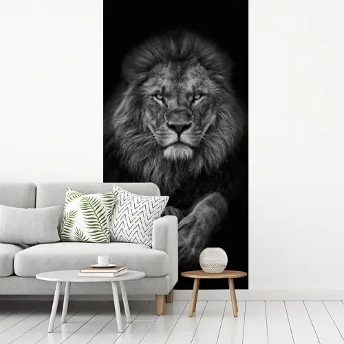 Leeuw - Dieren - Zwart - Wit fotobehang vinyl groot -woonkamer
