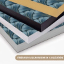 Patroon - Ginkgoblad - Blauw Textielframe zwart klein 947 -USP_kleurenNL