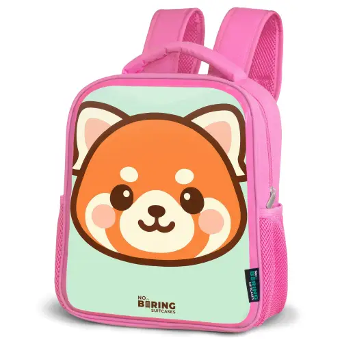 Kawai - Rode panda - Groen Kinderrugzak - Roze middel -schuin