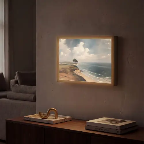 Klif - Zee - Boom Light Box met batterij (Wandlamp) middel -sfeer1