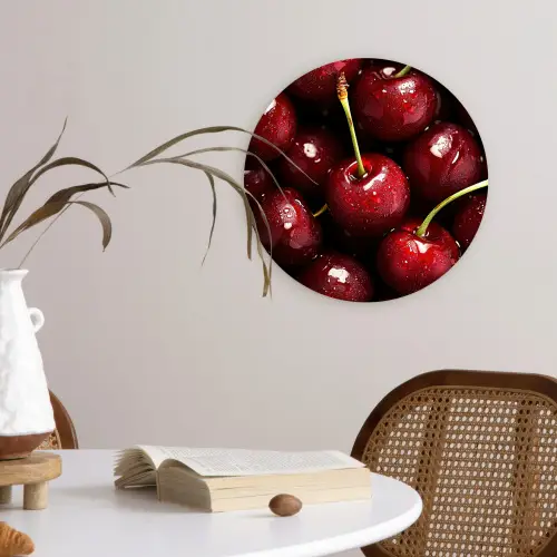 Rood - Fruit - Kersen Wandcirkel plexiglas klein -sfeer4