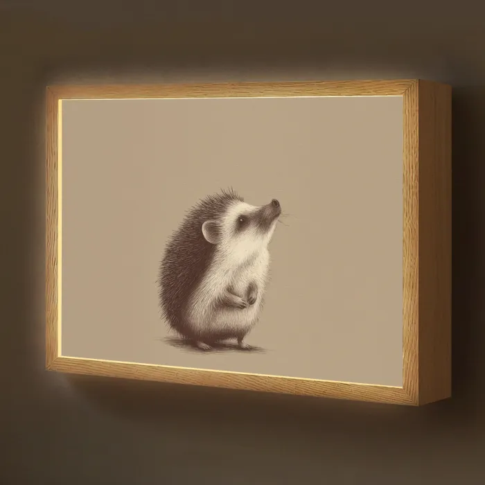Egel - Snuitje - Bruin - Stekels Light Box met batterij (Wandlamp kind) middel -z3d_website
