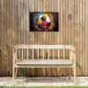 Kleurrijke Voetbal Tuinposter op houten frame 2 cm dik klein -sfeer4