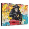 Graffiti - Aap - Street art - Dieren Textielframe zwart klein -3d