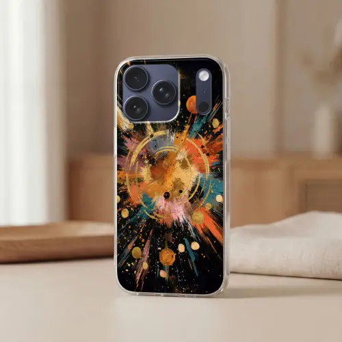 Explosie - Verfstructuur - Goud - Abstract Telefoonhoesje iPhone 17 Pro klein -sfeer2