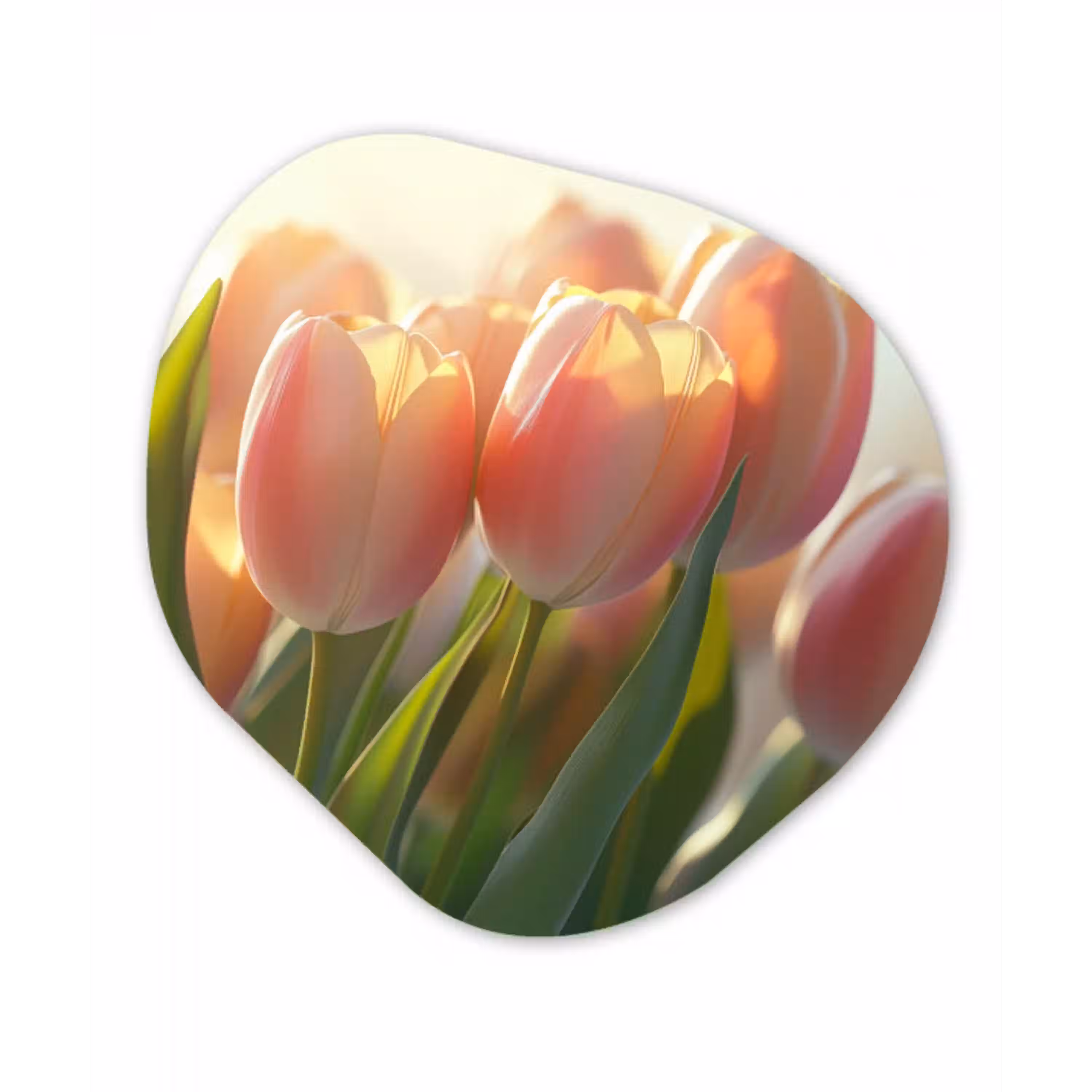 Tulpen - Roze - Zonnestralen Wandcirkel Organisch Forex 3mm klein -3d