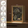 Bloemen - Zwart - Goud - Line art Light Box met kabel (Tafellamp) klein -USP_NL