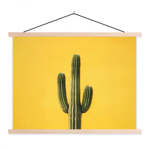 Cactus - Groen - Minimalistisch textielposter latten blank klein -3d