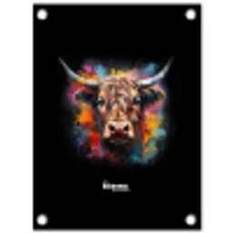Schotse hooglander als graffiti art tuinposter los doek klein -3d