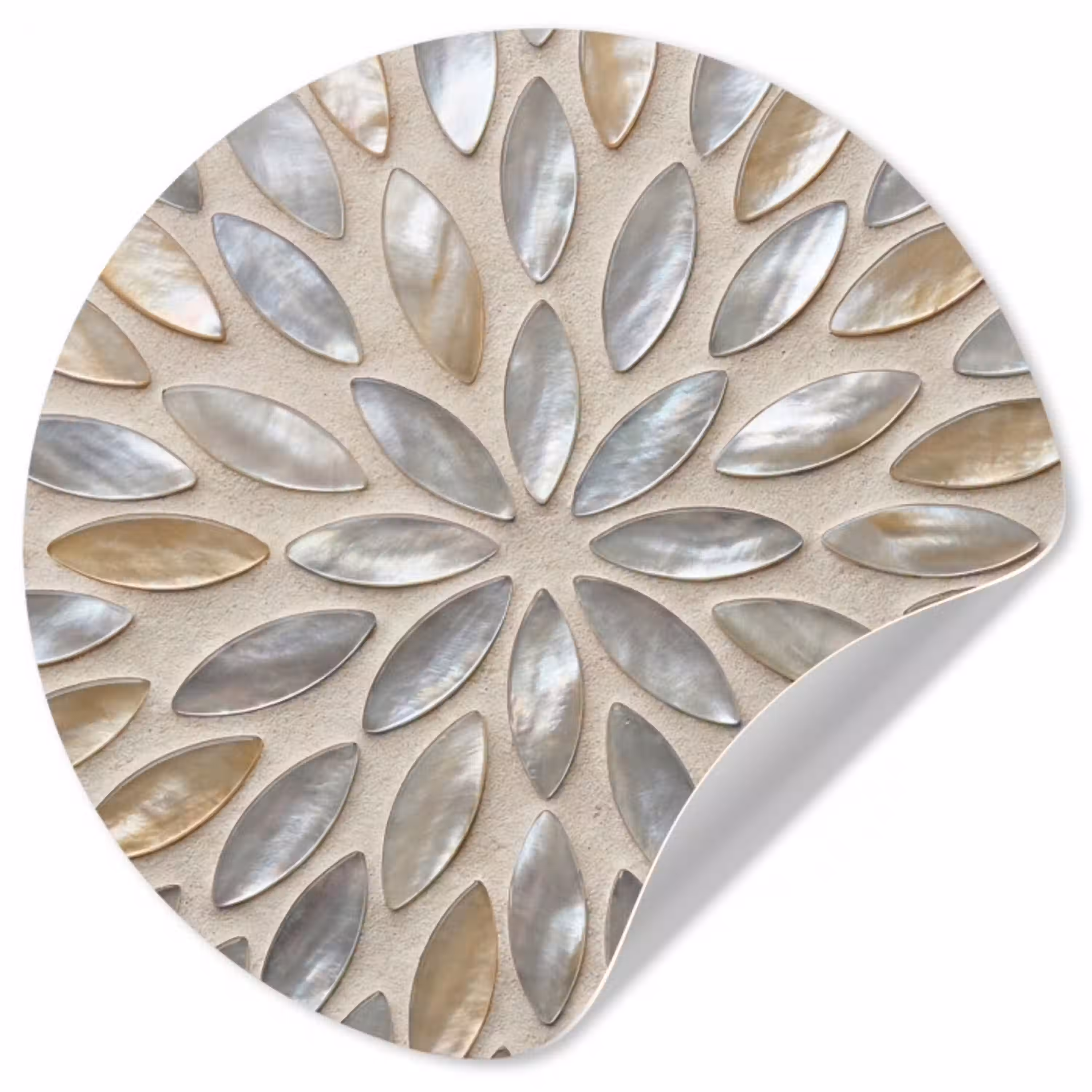 Patroon - Ovaal - Glanzend - Abstract - Beige Wandcirkel behangsticker klein -3d