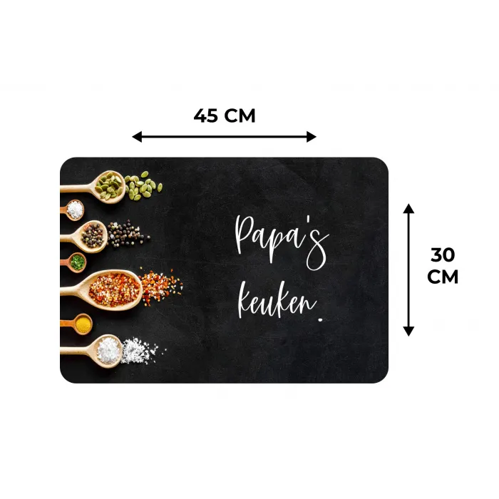 Quotes - Spreuken - Keuken - Papa's keuken - Papa Placemat vinyl groot -specs