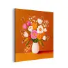 Vaas - Bloemen - Oranje aluminium wit klein -3d