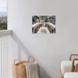 Brug - Winterlandschap - Bos - Natuur - Sneeuw tuinposter los doek klein -sfeer8