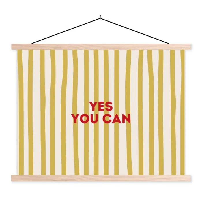 Strepen - Abstract - Yes you can - Rood textielposter latten blank klein -3d