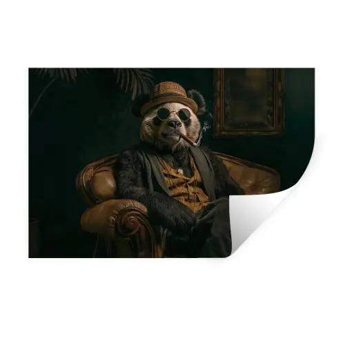 Panda - Hoed - Bril - Pak Muursticker klein -3d