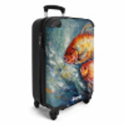 Olieverf kunstwerk van 2 goudvissen in water NBS - Handbagage koffer - Unisex middel -productfoto_3d