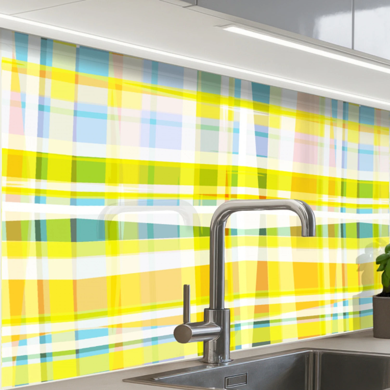 Geel - Patroon - Zomer keuken achterwand 2 middel 865 -zzzz3d_schuin
