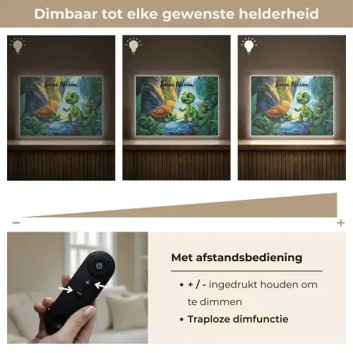 Schildpad - Dino - Jungle - Waterval Light Box met batterij (Wandlamp kind) middel -USP_dimbaarNL
