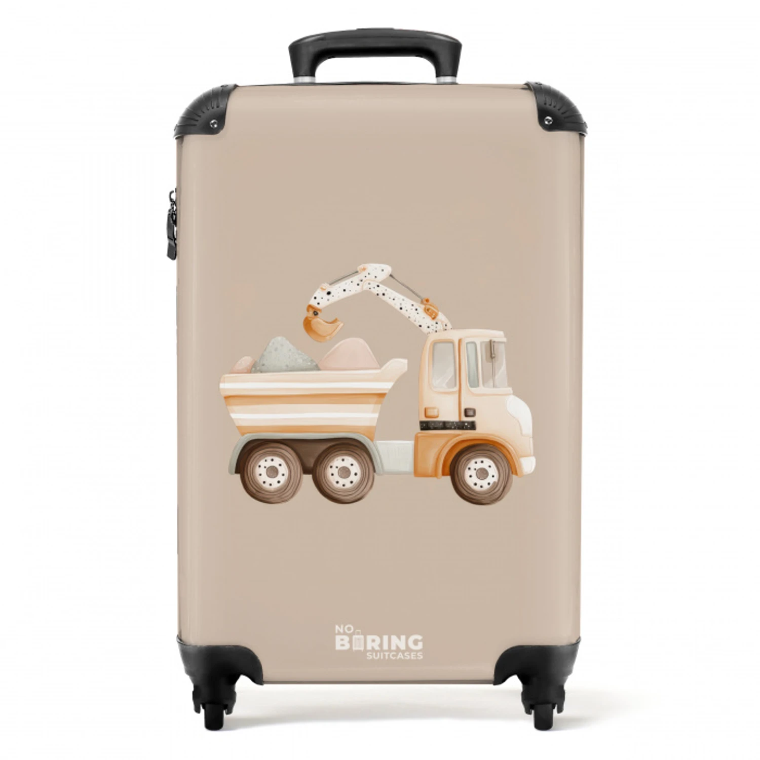 Gele kiepwagen in neutrale kleuren NBS - Handbagage koffer - Volwassenen Unisex middel -productfoto_recht