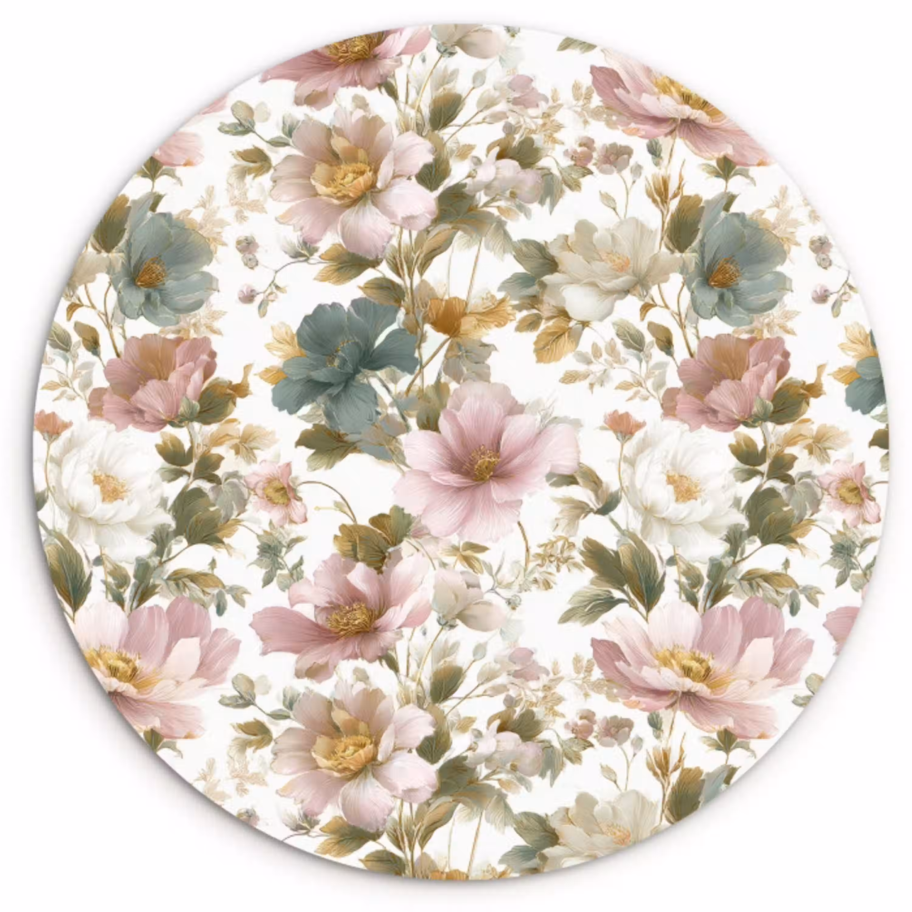 Bloemen - Patroon - Pastel Wandcirkel kunststof plaat 5mm dik klein 188 -3d