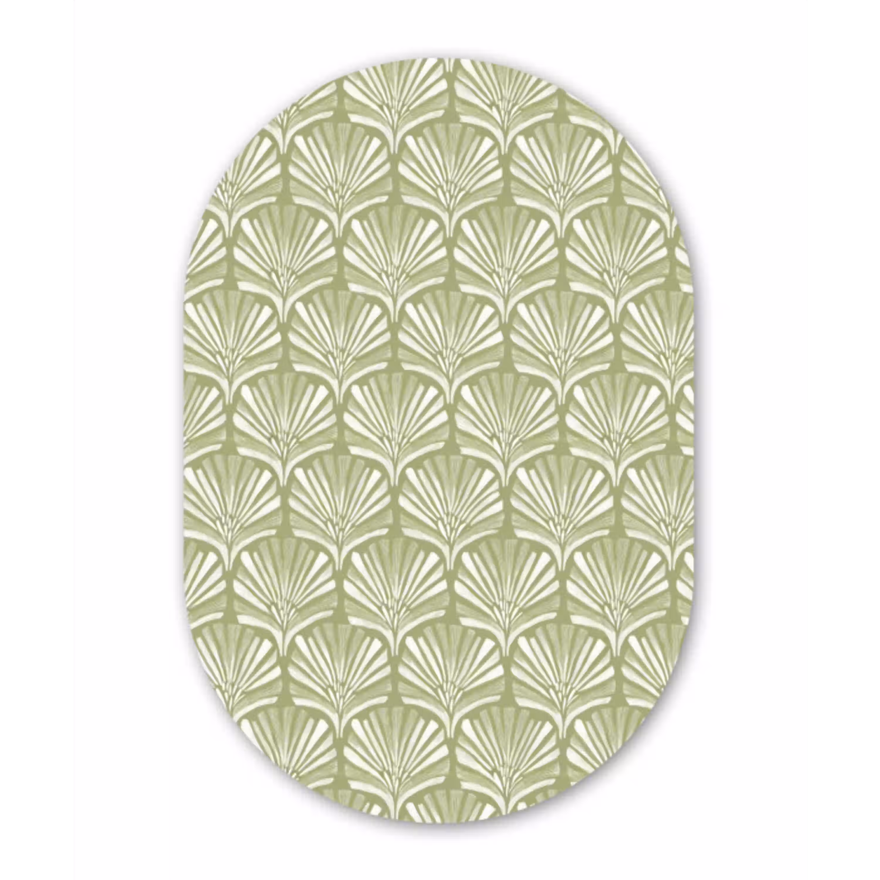 Saliegroen - Ginkgo Biloba - Waaier - Patroon Wandcirkel Ovaal Aluminium middel 839 -3d