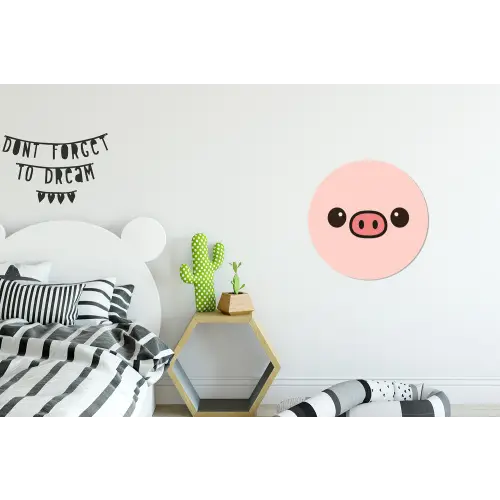 Varken - Roze - Minimalistisch Wandcirkel aluminium klein -kinderkamer
