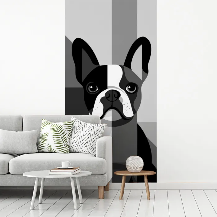 Buldog - Zwart - Abstract - Vlakken fotobehang vinyl groot -woonkamer