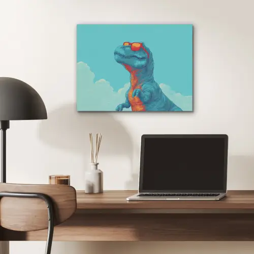 T-Rex - Blauw - Wolken - Zonnebril PET vilt klein -sfeer5