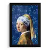 Meisje met de parel - Delfts blauw - Vermeer - Bloemen - Schilderij - Oude meesters fotolijst zwart zonder passe partout klein -3d