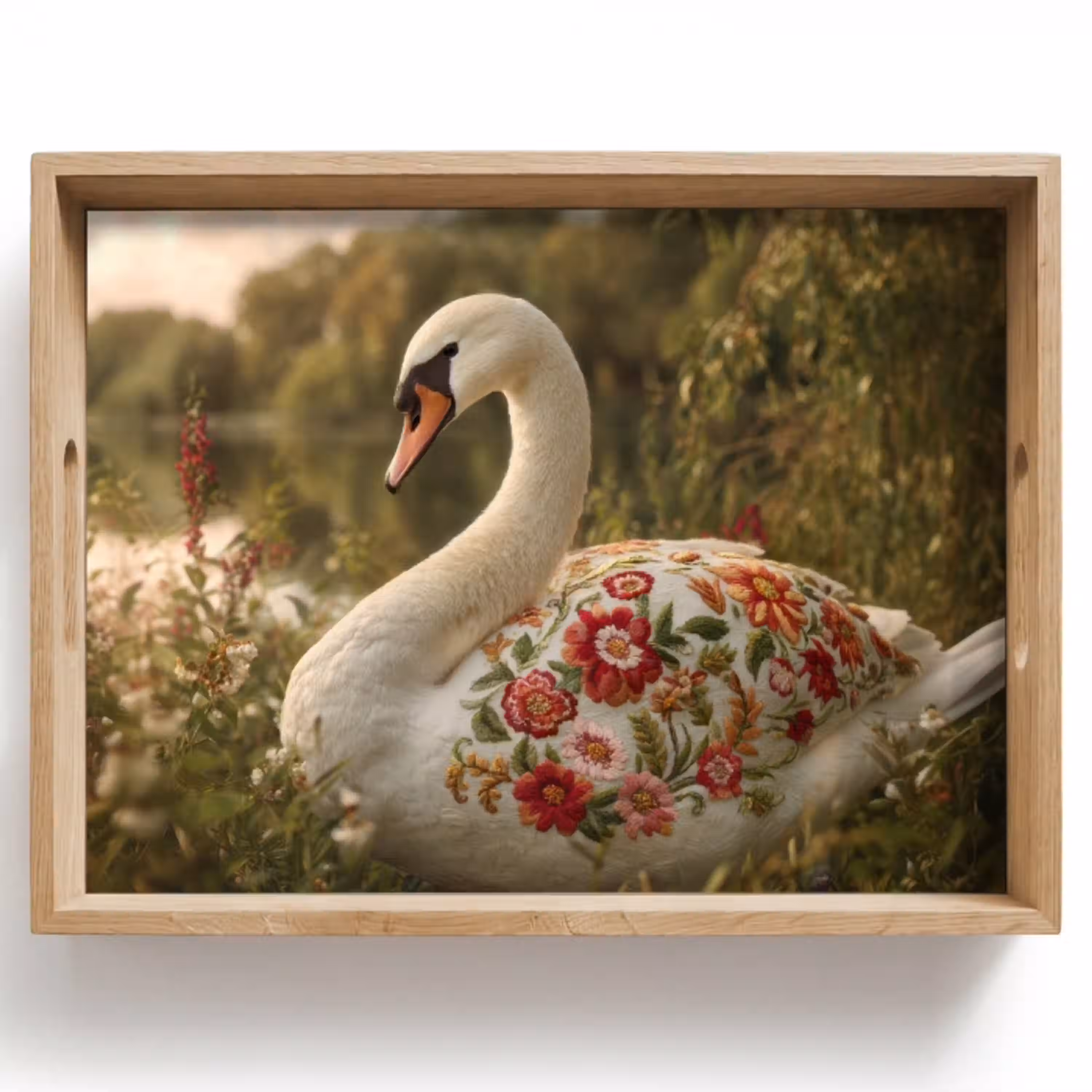 Zwaan - Bloemen - Natuur Dienblad Rechthoek middel -z3d_shopping