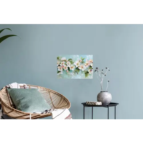 Bloesem - Bladeren - Lichtblauw Muursticker klein -plant