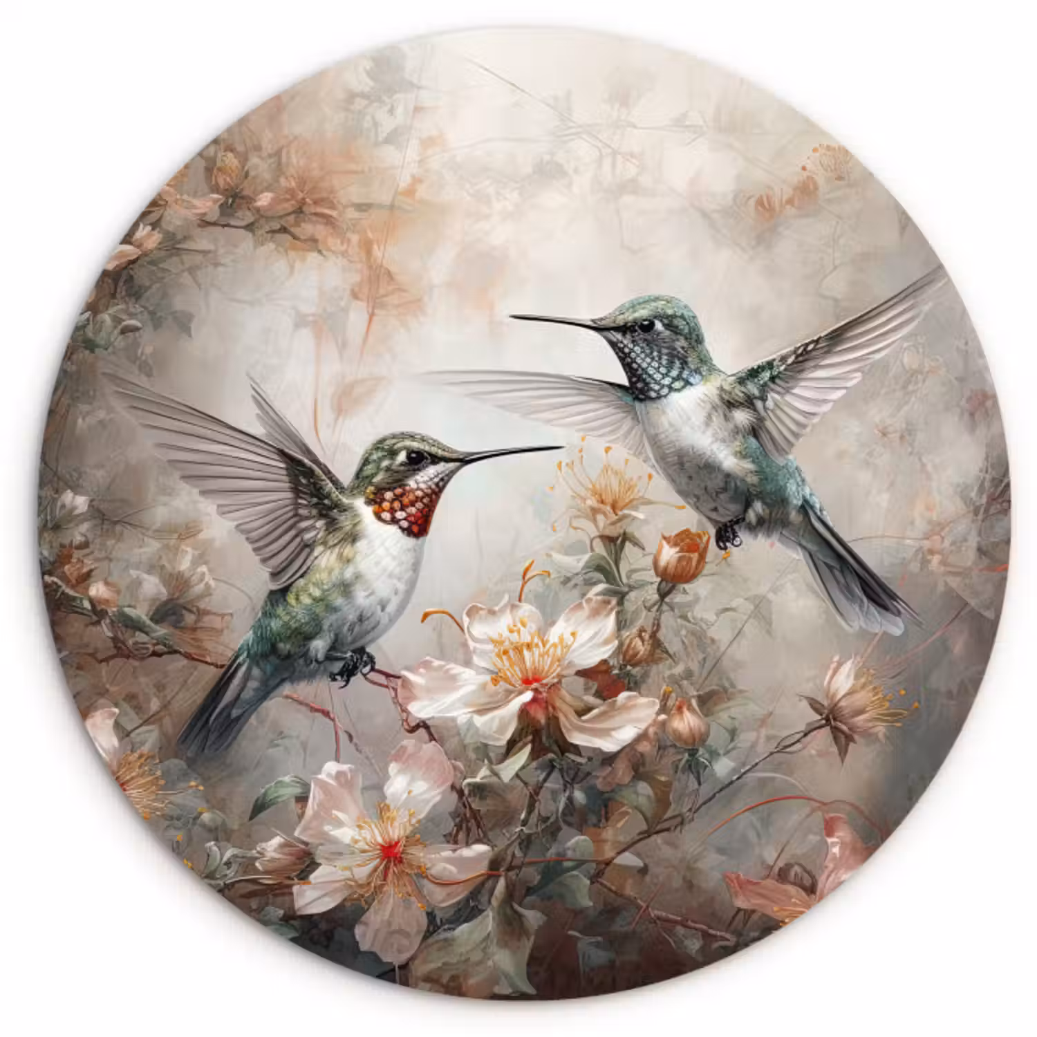 Forexbild Rund - Kolibri - Vögel - Blumen - Pflanzen