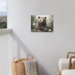 Bruine beer - Wilde dieren - Bloemen - Planten tuinposter los doek klein -sfeer8