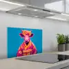 Koe - Bloemenkrans - Oorhangers - Kimono keuken achterwand spatscherm klein -3d_schuin