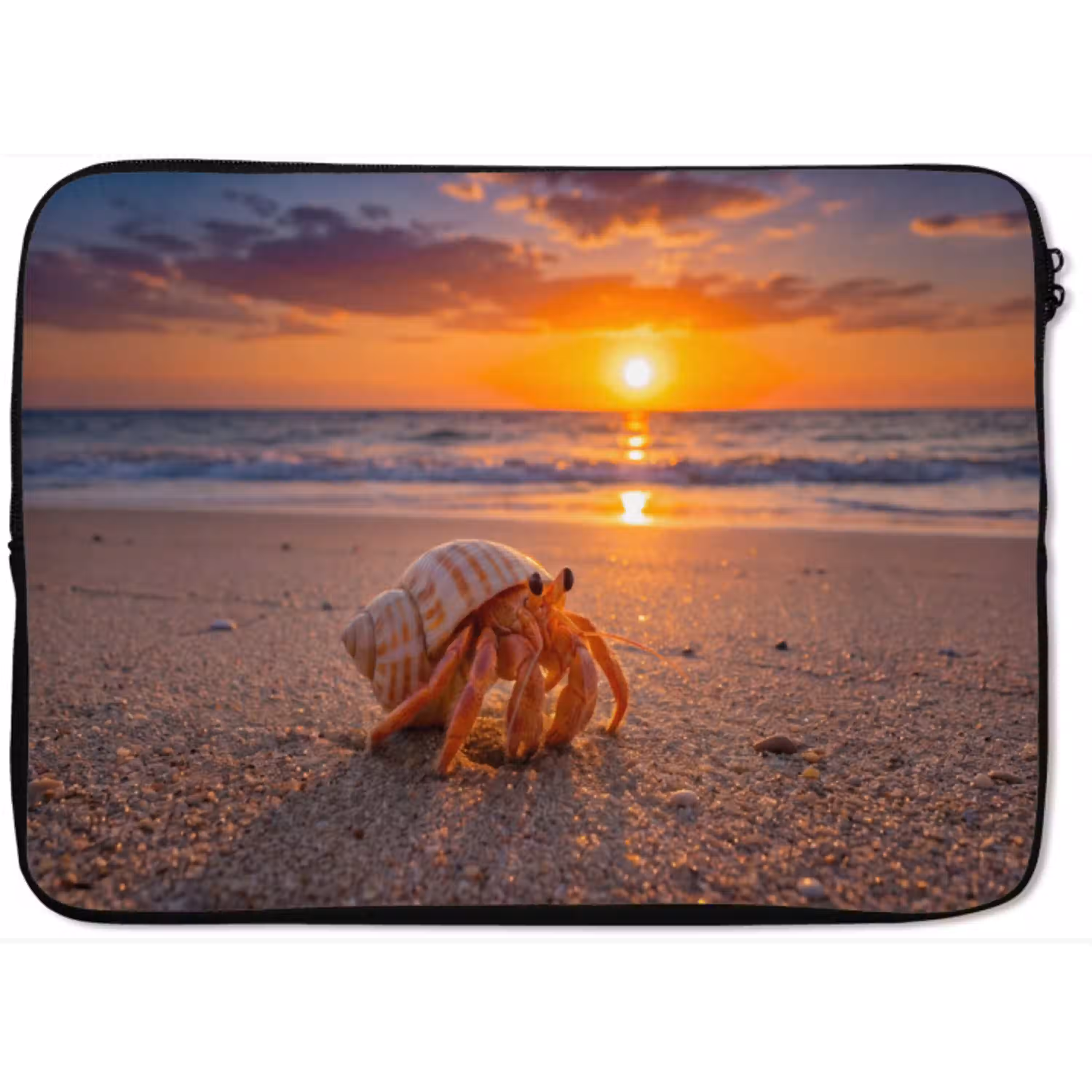 Kreeft - Strand - Natuur - Zonsondergang - Oranje laptophoes neopreen klein -zkaufland3dotto